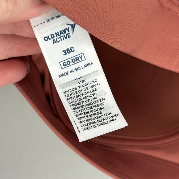 Old Navy Active Go Dry Zip Front Sports Bra 36C Coral Pink Full Support‎ Women - Picture 7 of 9